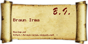 Braun Irma névjegykártya
